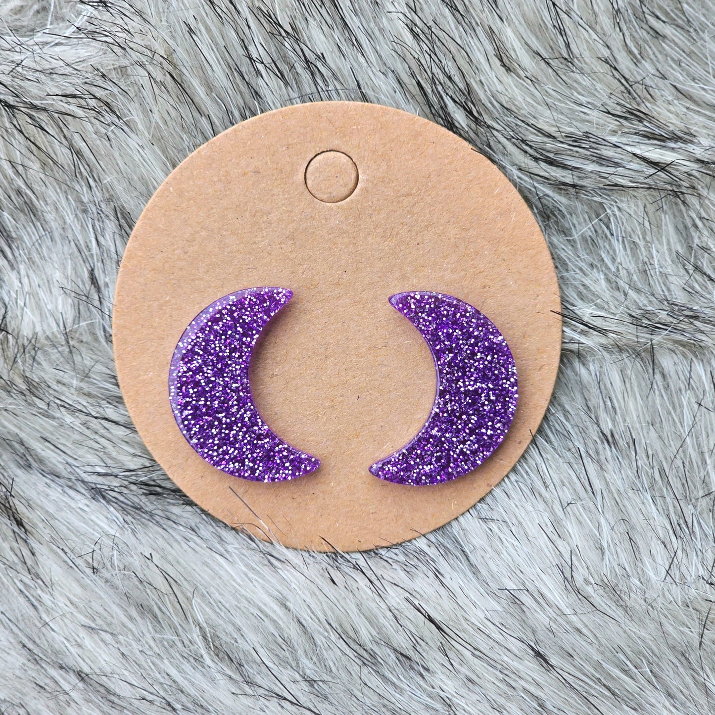 Purple moon earrings