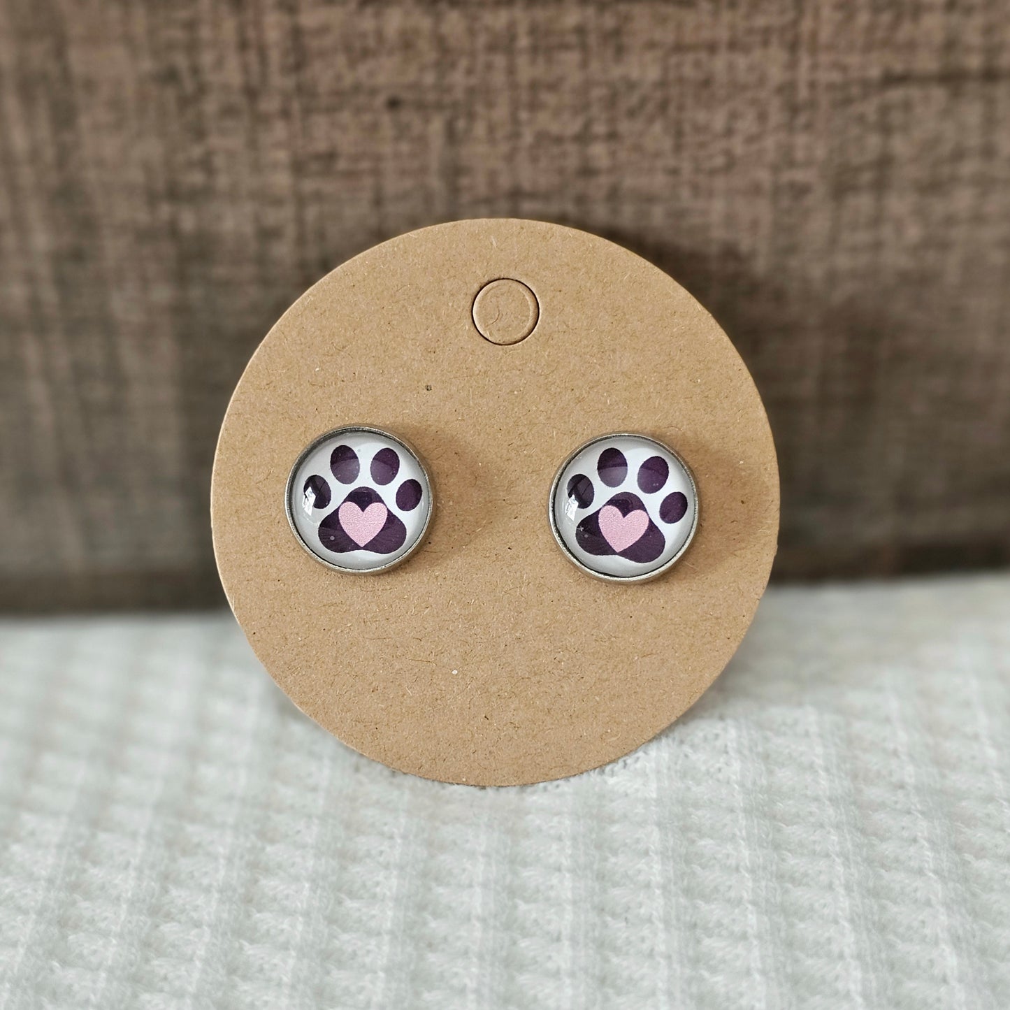 Paw print heart earrings