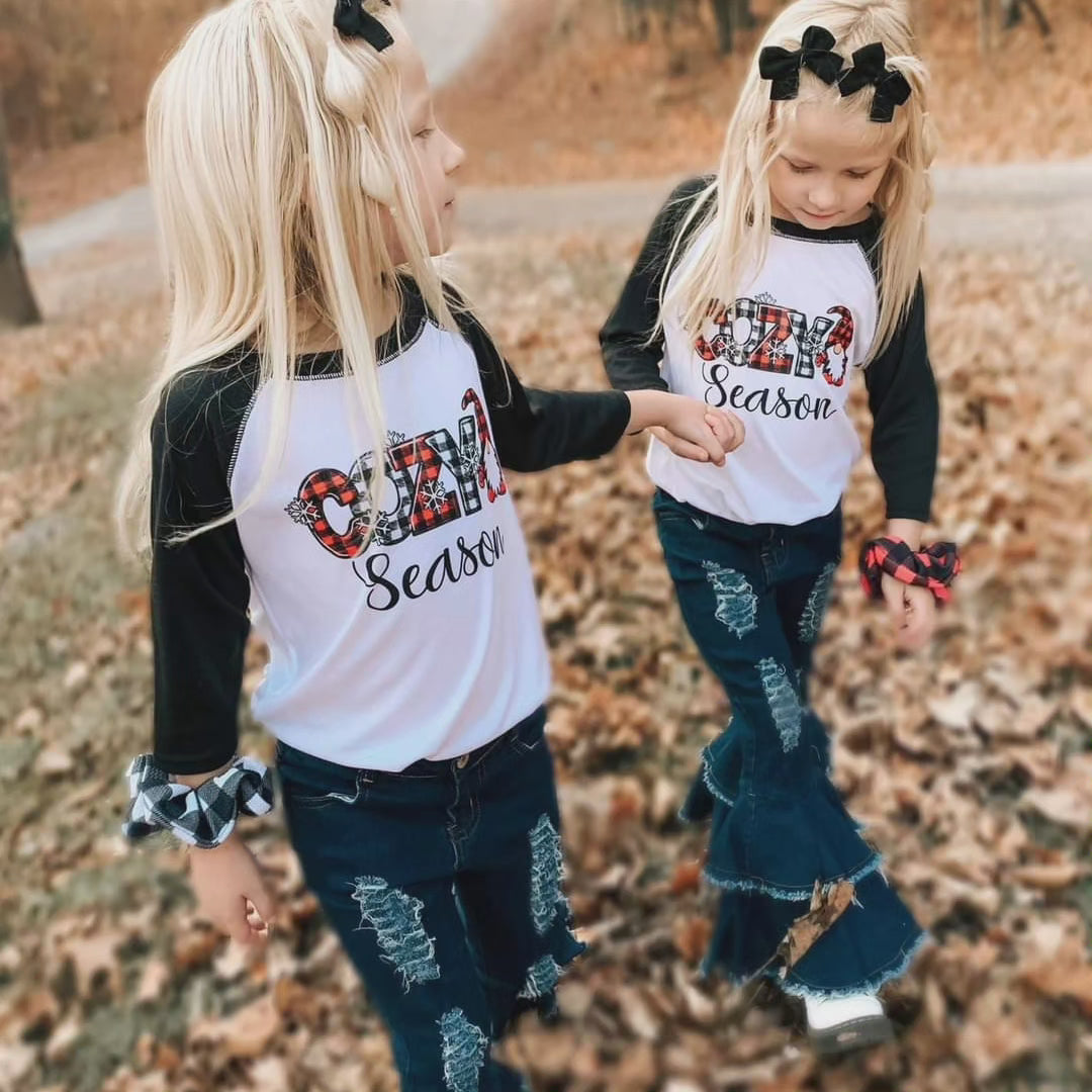 Denim double bell bottoms