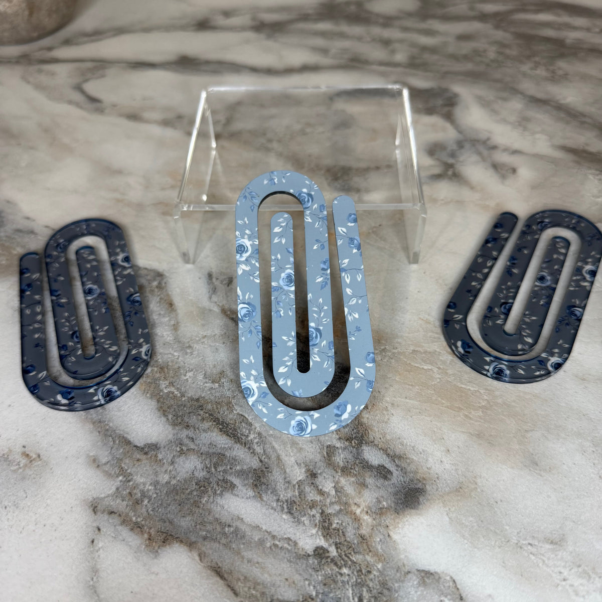 Jumbo Paperclip - Charcoal Blue Floral
