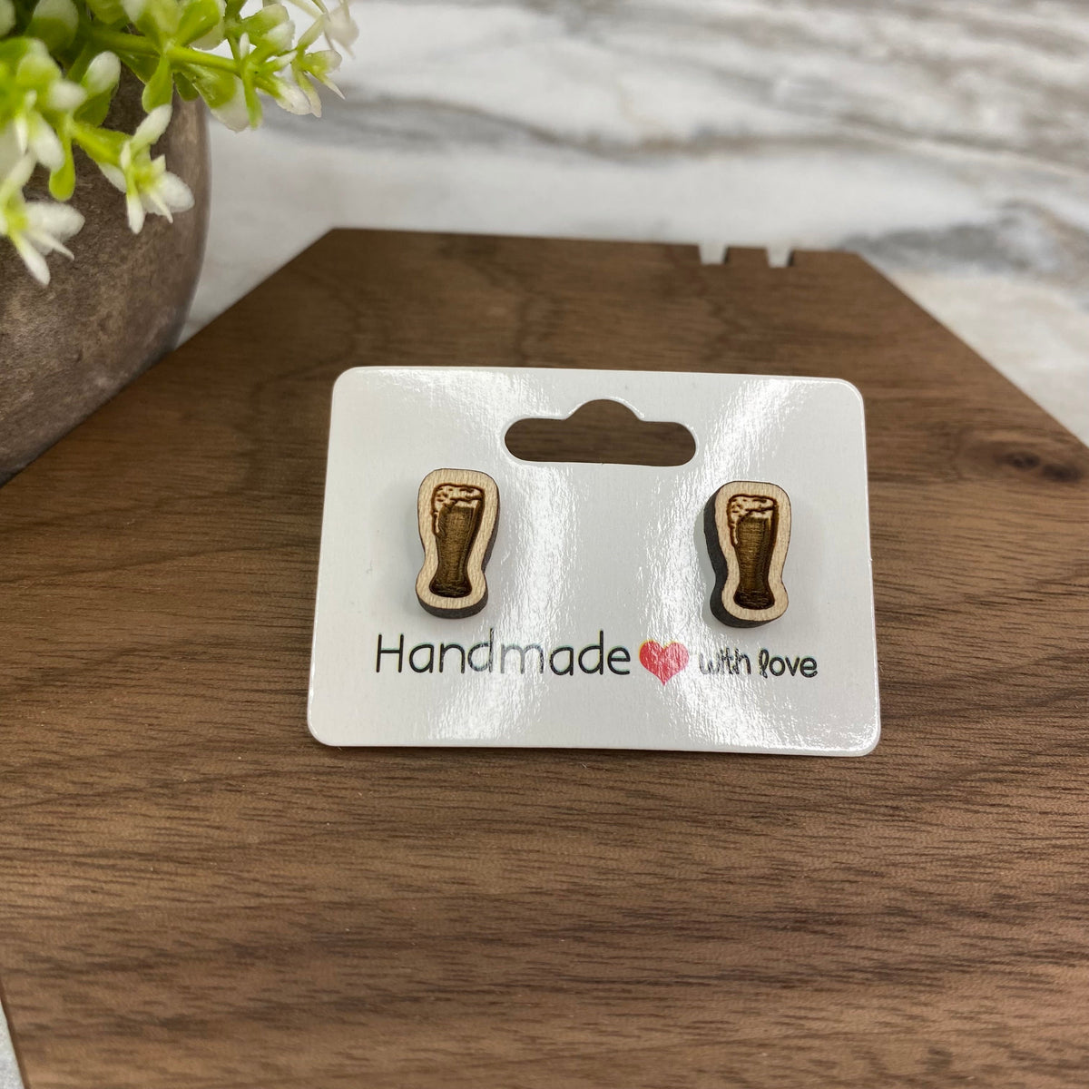 Wooden Stud Earrings - Mug #2