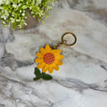 Keychain - Faux Leather - Sunflower