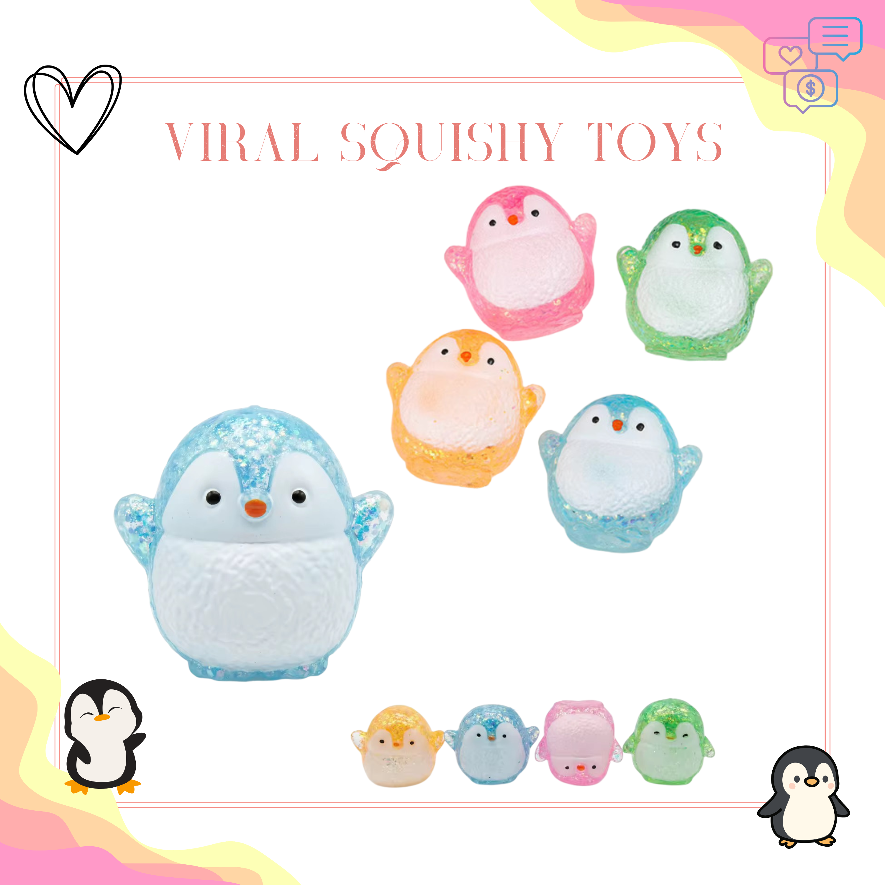 Squishy Toy - Glitter Penguin