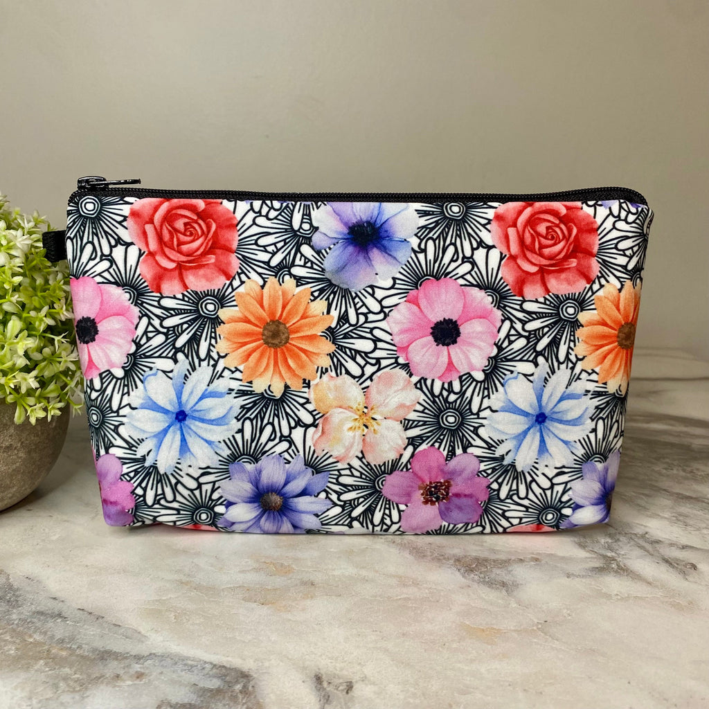 Pouch - Floral Black & White