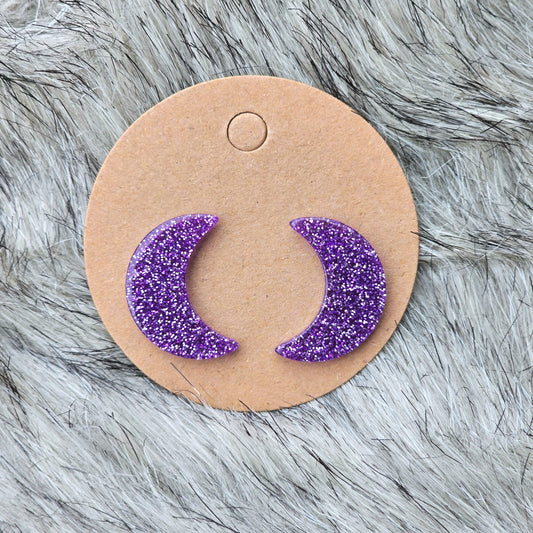 Purple moon earrings