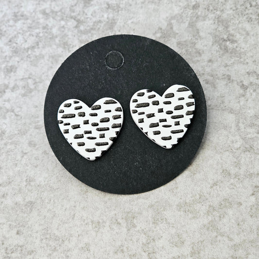 Black/white heart earrings