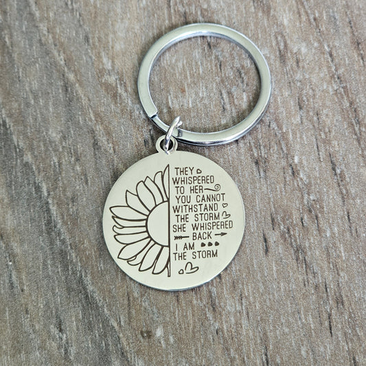 I am the storm sunflower keychain