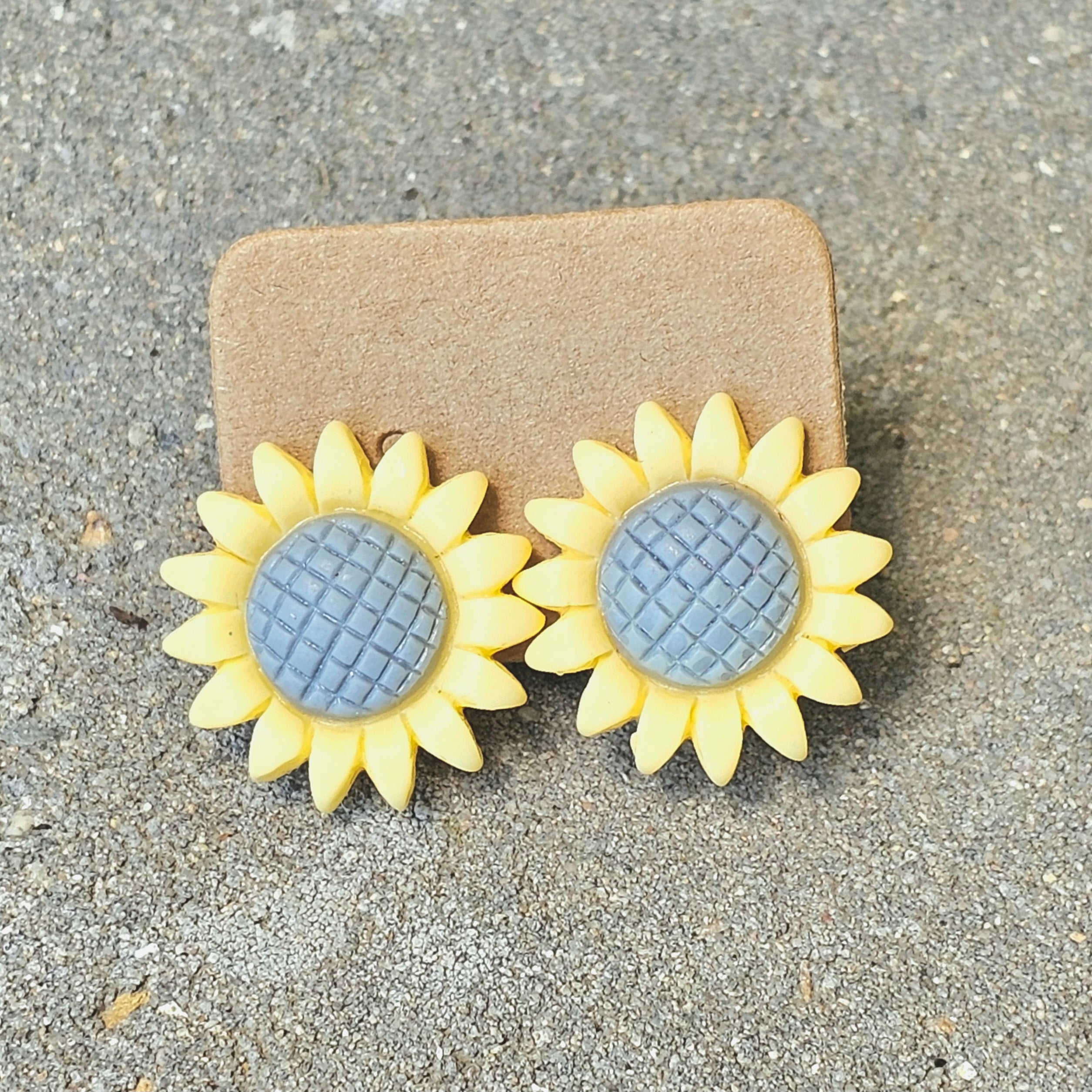 Sunflower clip on earrings