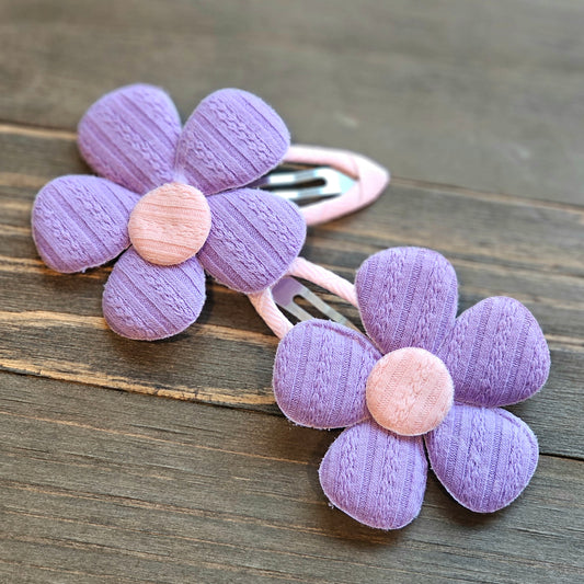 Purple flower snapclip set