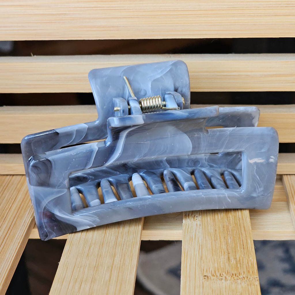 Claw clip large - grey marble