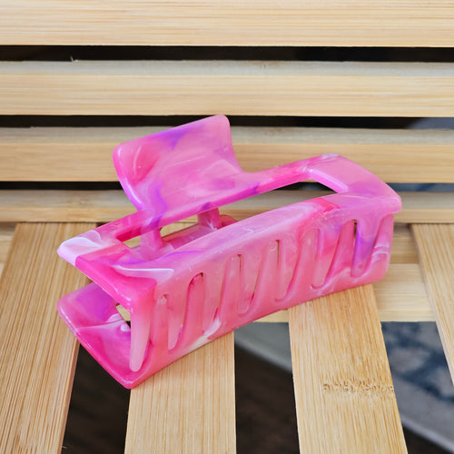 Claw clip large - pink marble