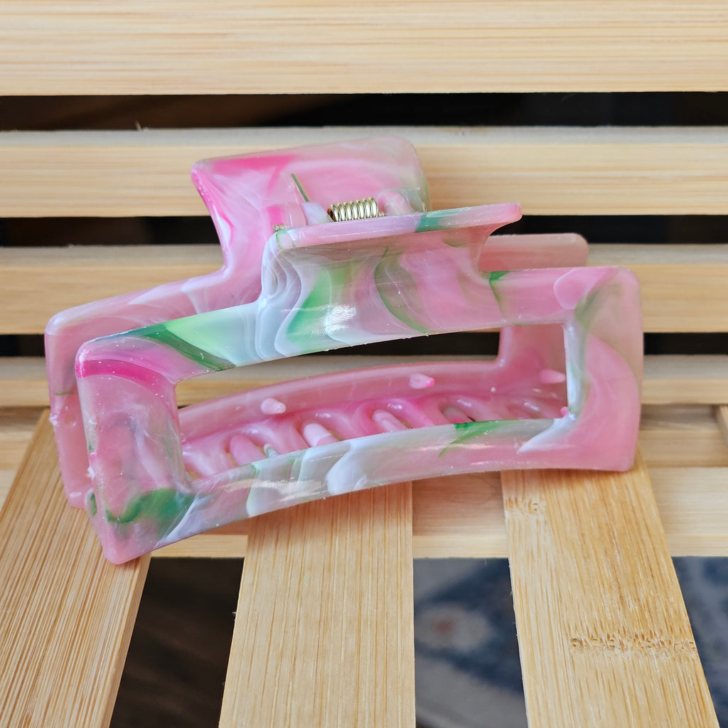 Claw clip large - light pink marble
