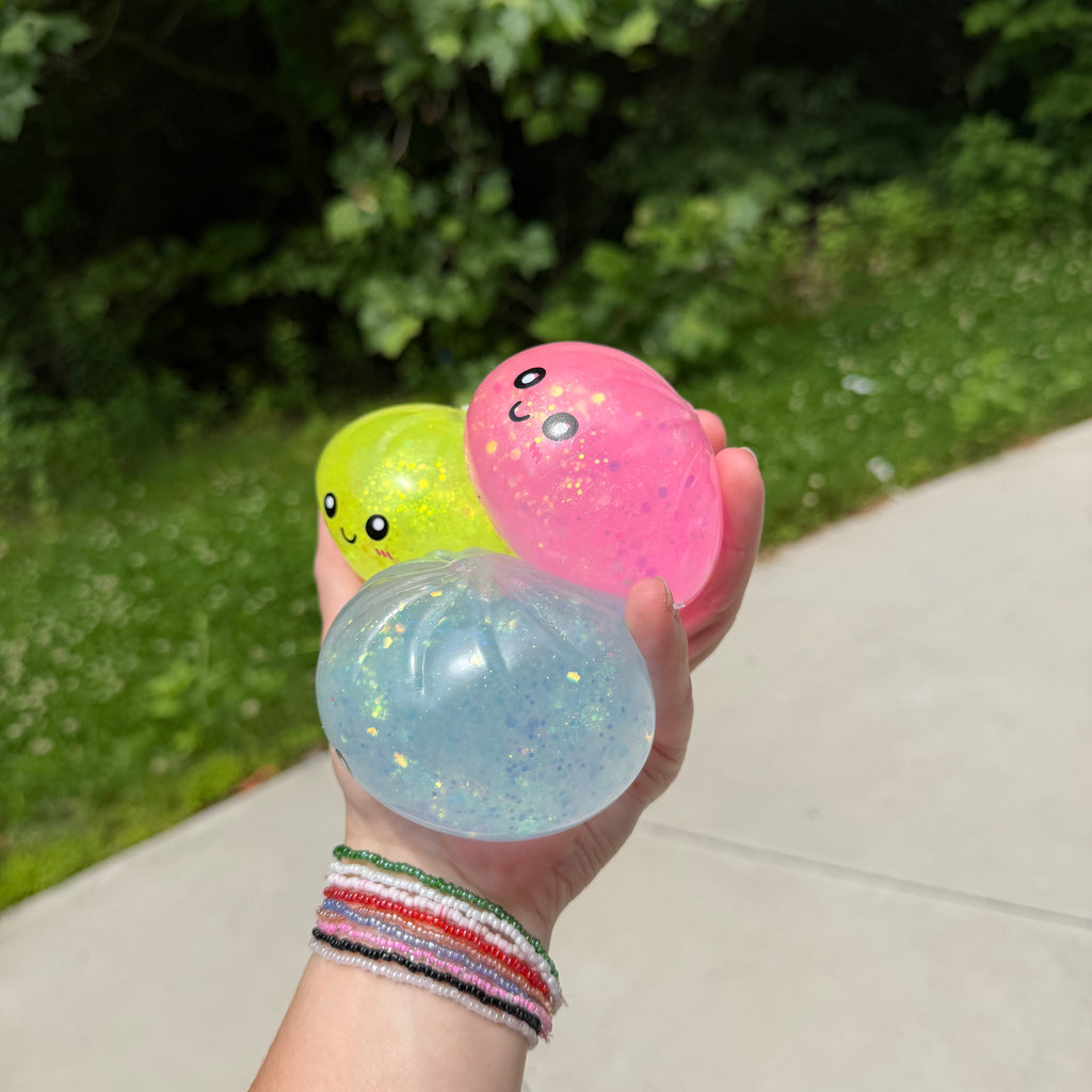 Squishy Toy - Viral Dumpling, Quick Squeeze Glitter - Yellow