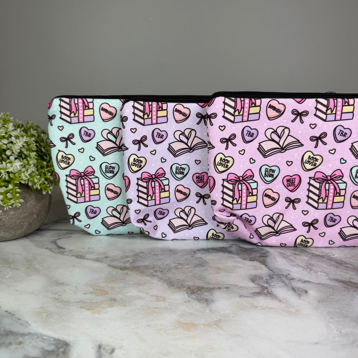 Pouch - Book Heart Romance TBR, Purple Lavender