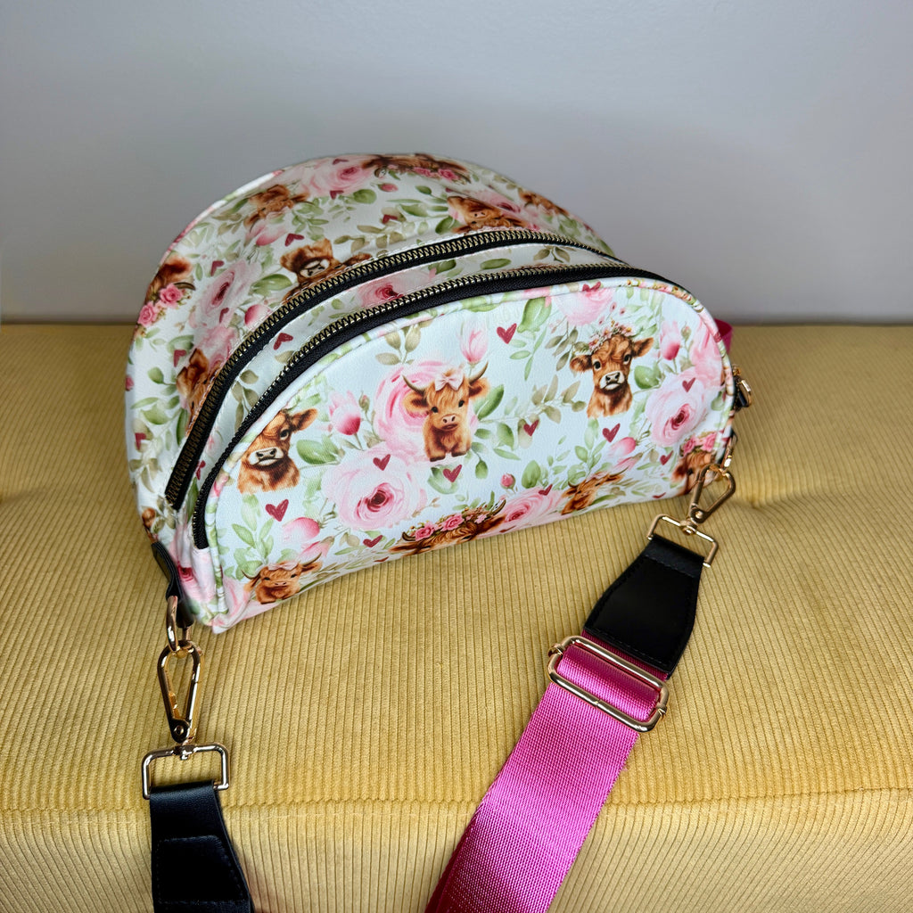 The Roni Nylon Crossbody - Highland Cow Pink Floral