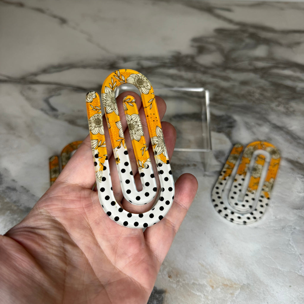 Jumbo Paperclip - Floral Polka Dot