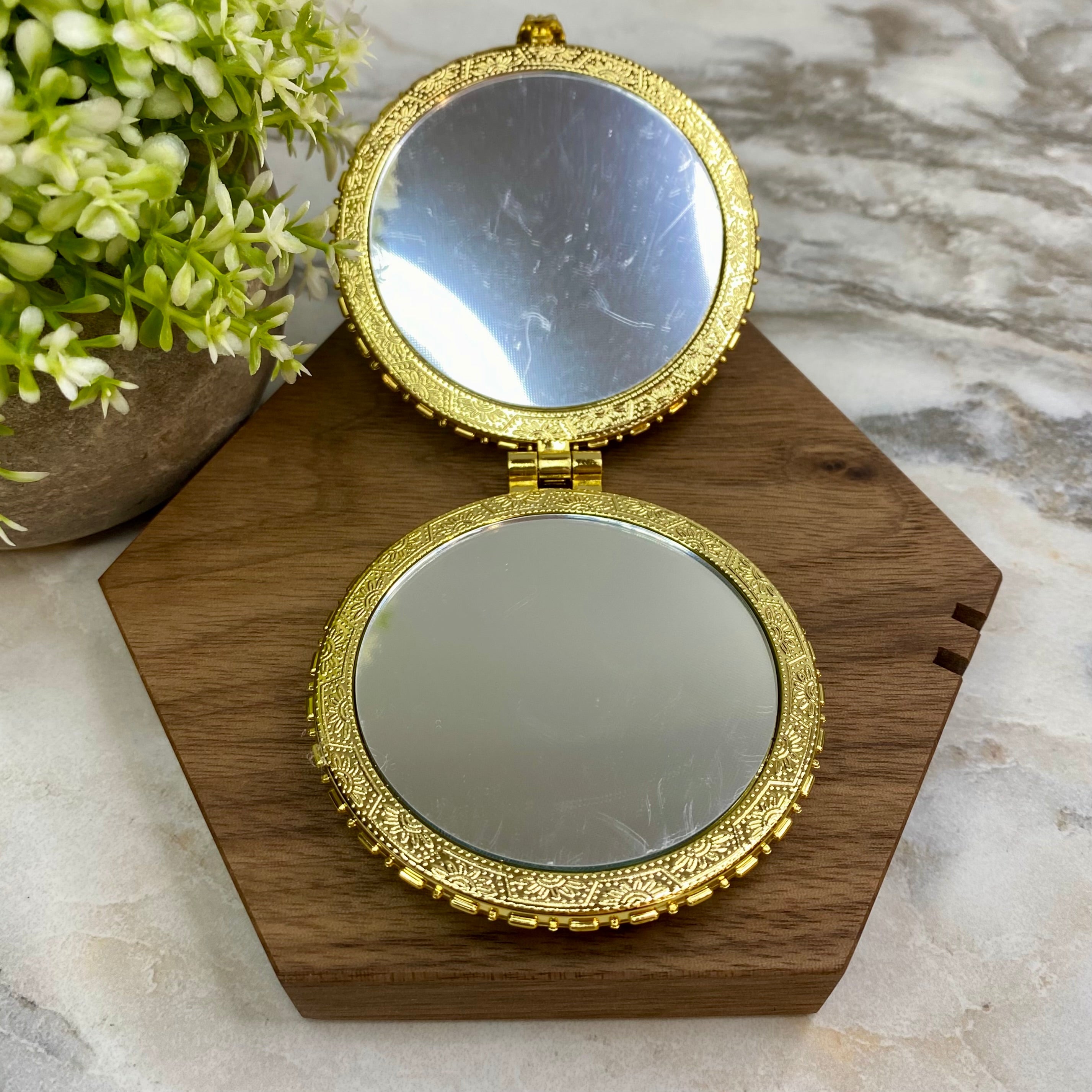 Compact Mirror - Blue Floral (by shape)