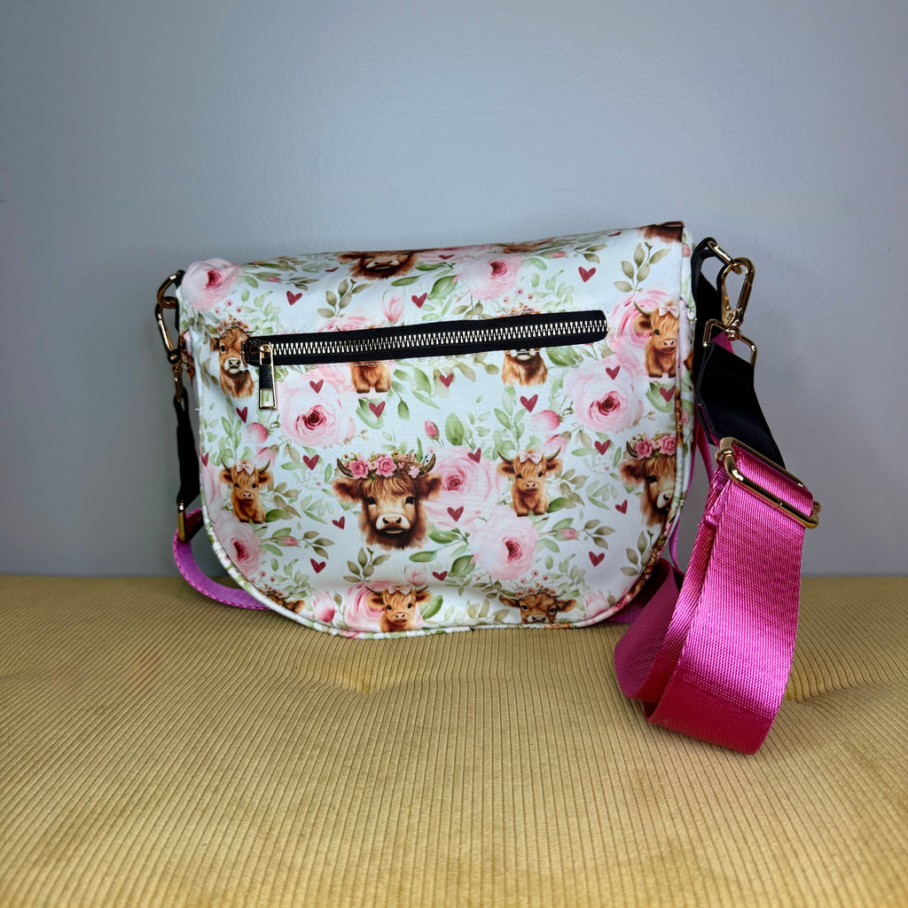 The Roni Nylon Crossbody - Highland Cow Pink Floral
