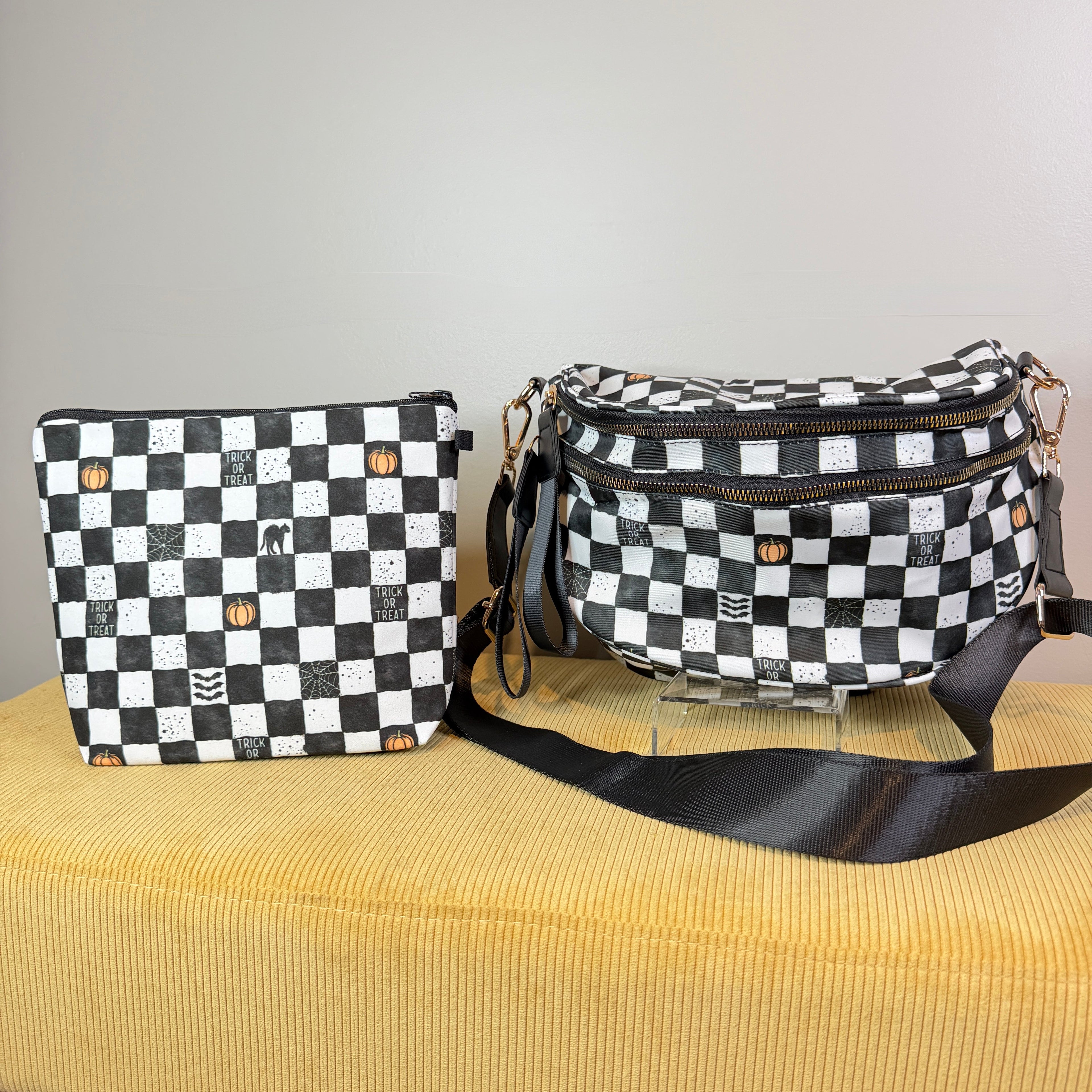 Bundled Set - Roni & XL Pouch - Halloween Trick or Treat Plaid
