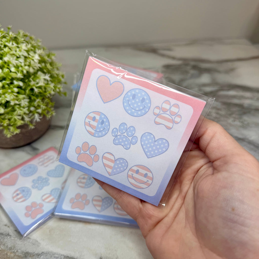 The Sticky Note Collection - America Heart Paw Happy