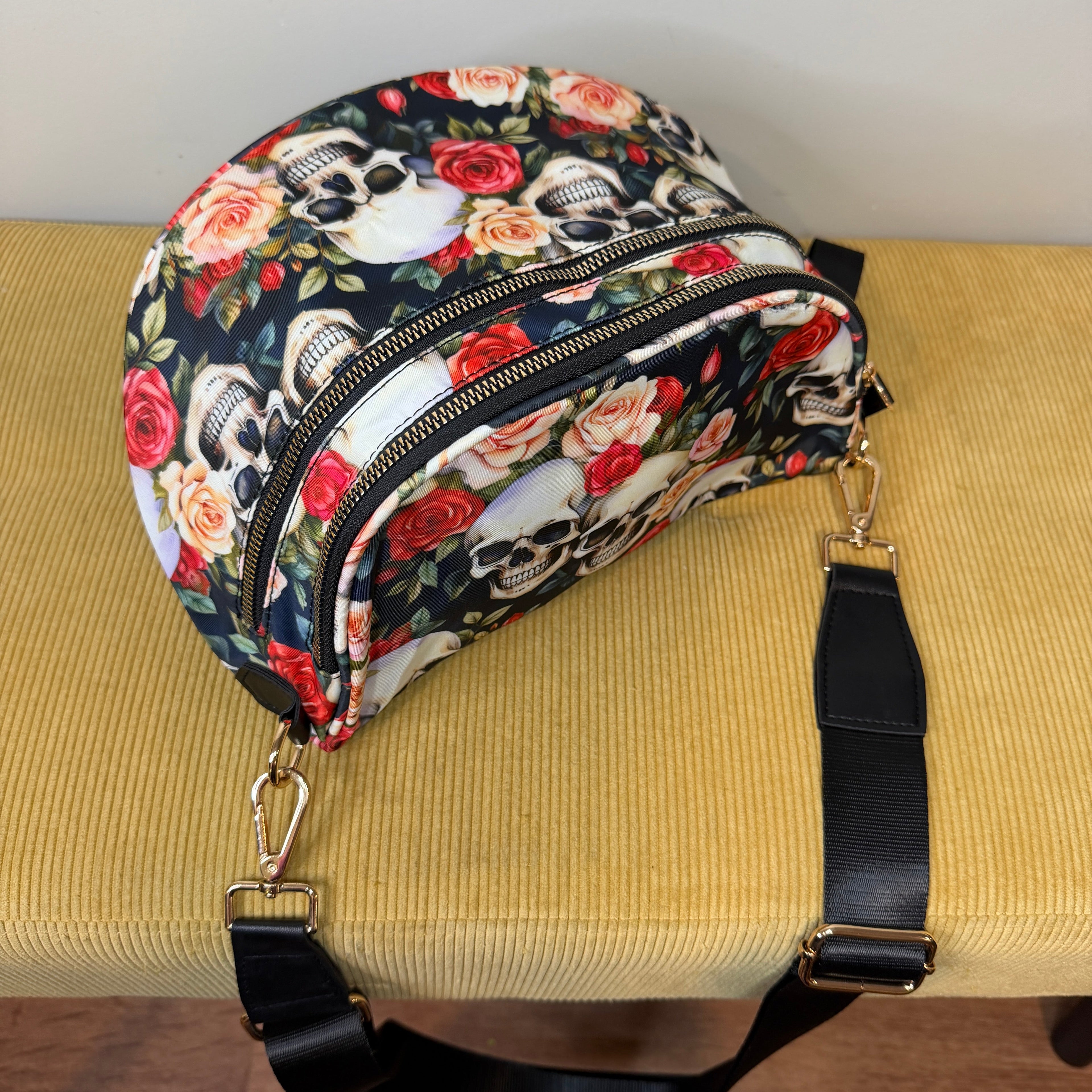 The Roni Nylon Crossbody - Skull Floral - PREORDER