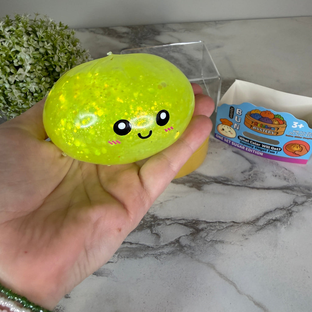 Squishy Toy - Viral Dumpling, Quick Squeeze Glitter - Yellow