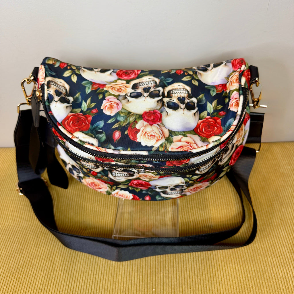 The Roni Nylon Crossbody - Skull Floral - PREORDER