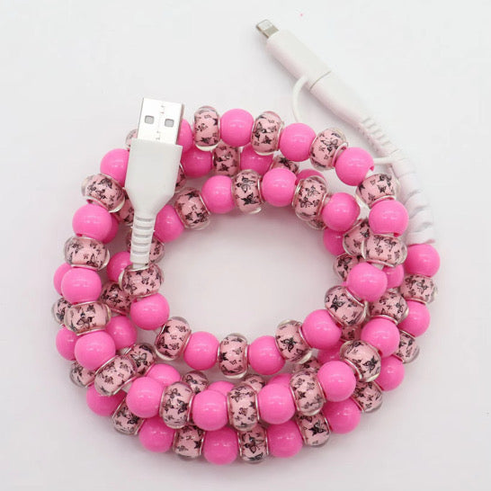 Charging Charger Cord - Beaded - Clear Design