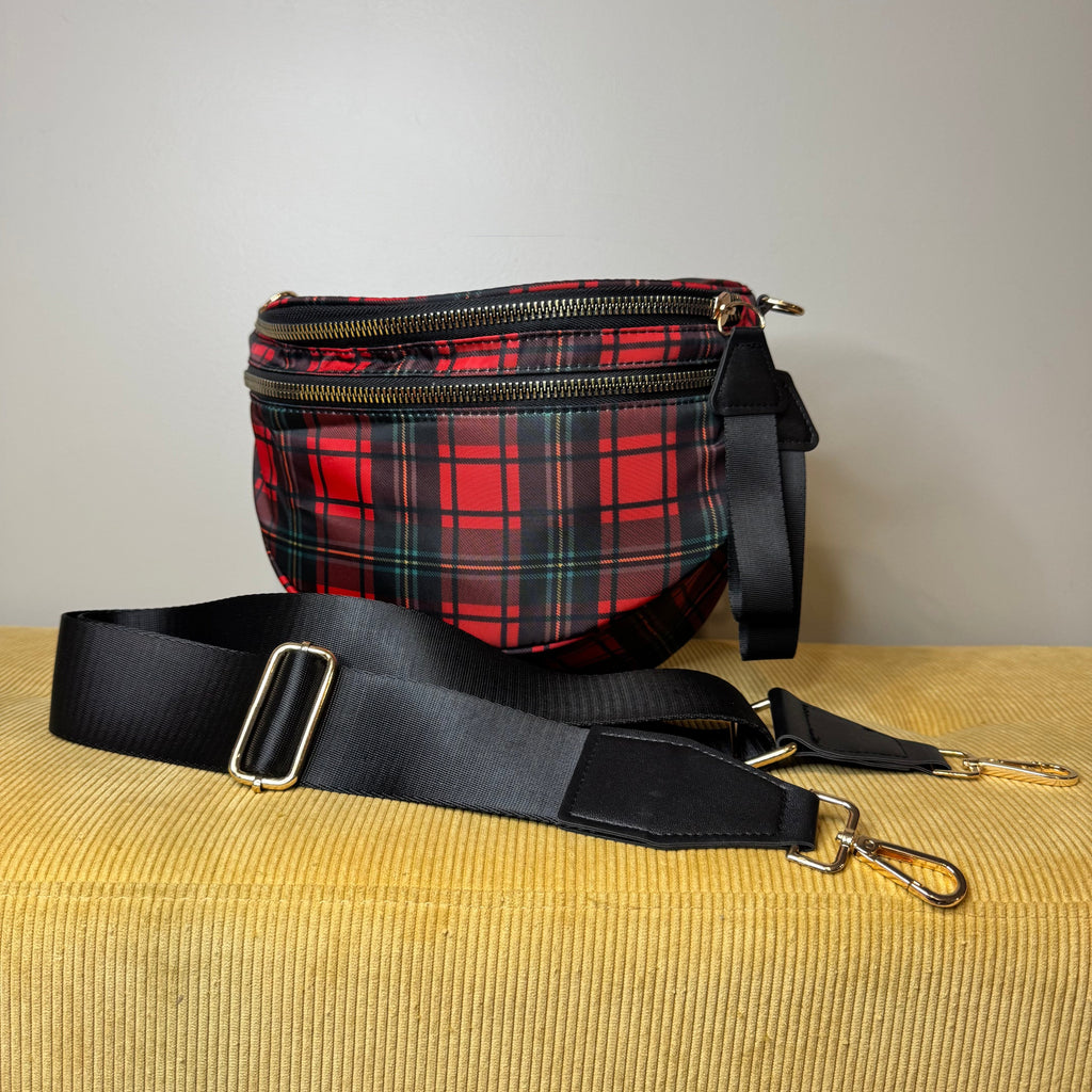 The Roni Nylon Crossbody - Red Plaid