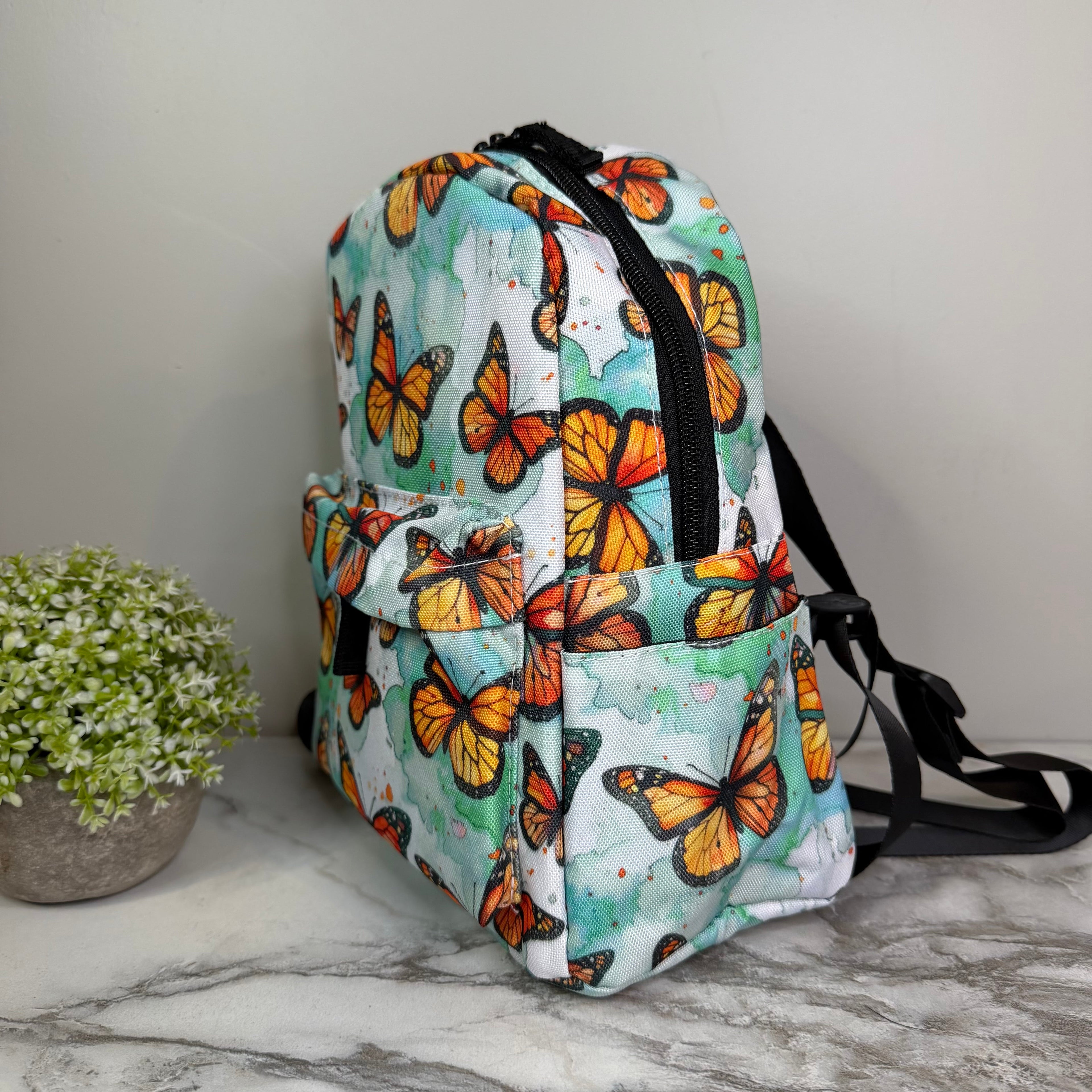 Mini Backpack - Butterfly Orange Teal
