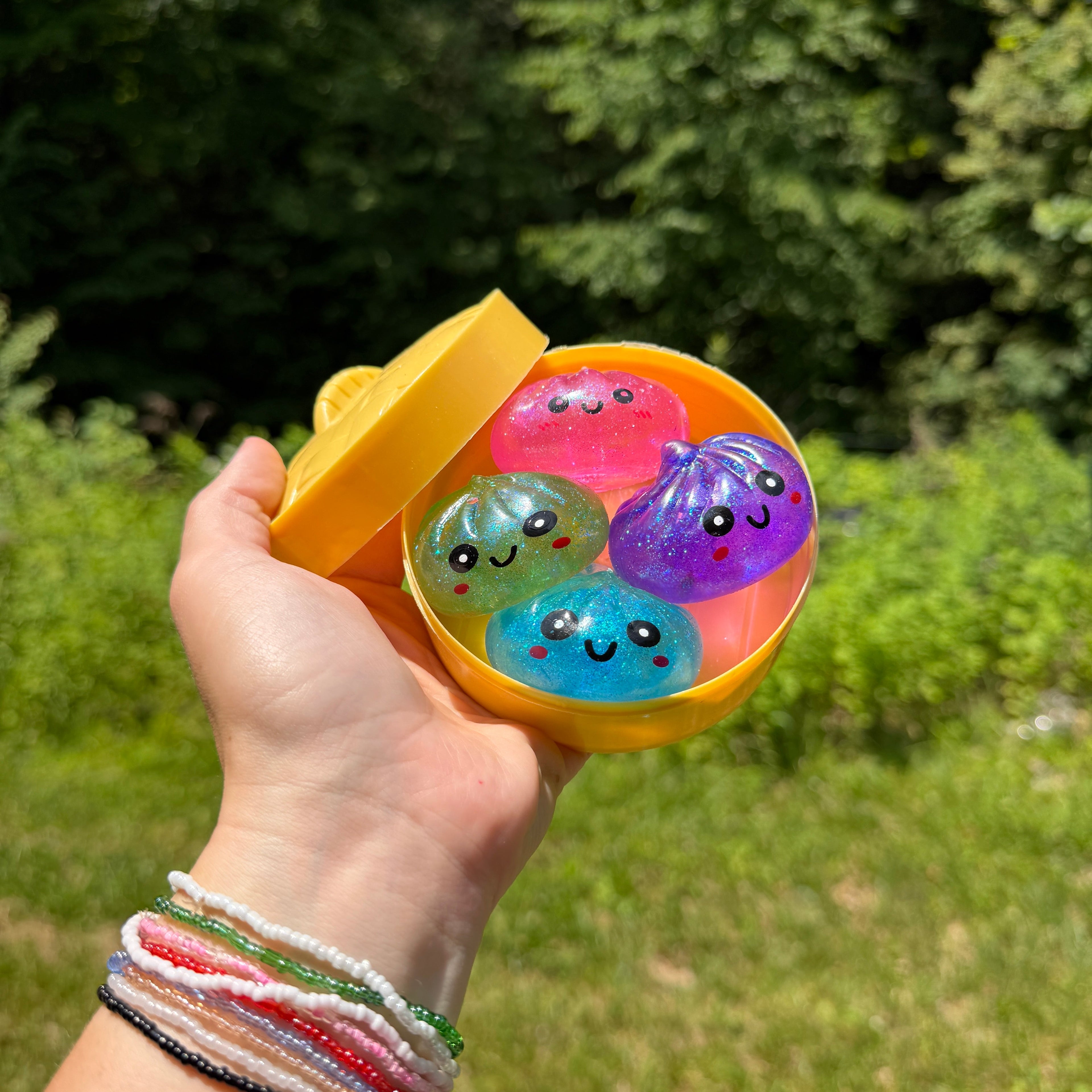 Squishy Toy - Mini Dumpling, Slow Rise Glitter - 4 PACK!