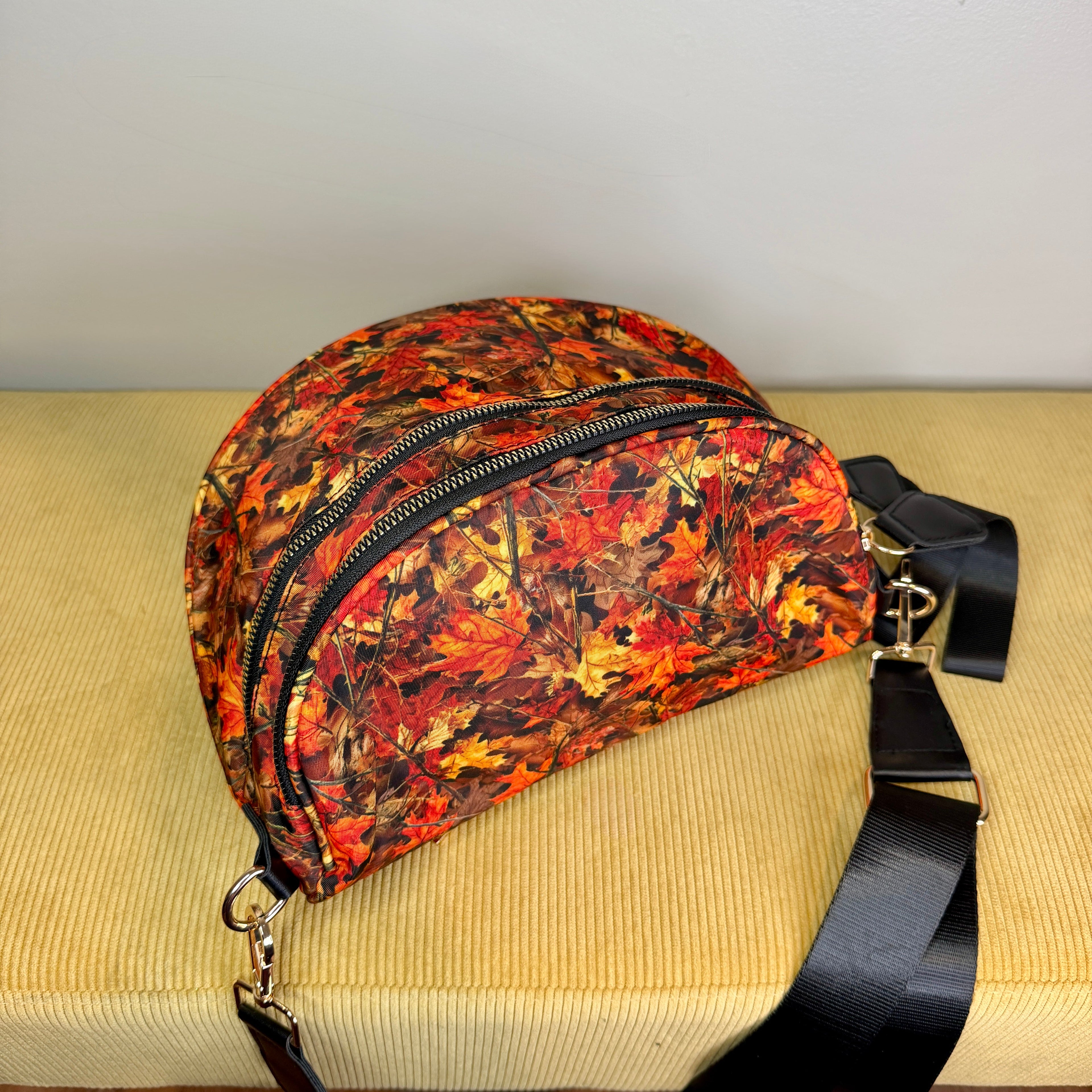 The Roni Nylon Crossbody - Camo Leaves Orange