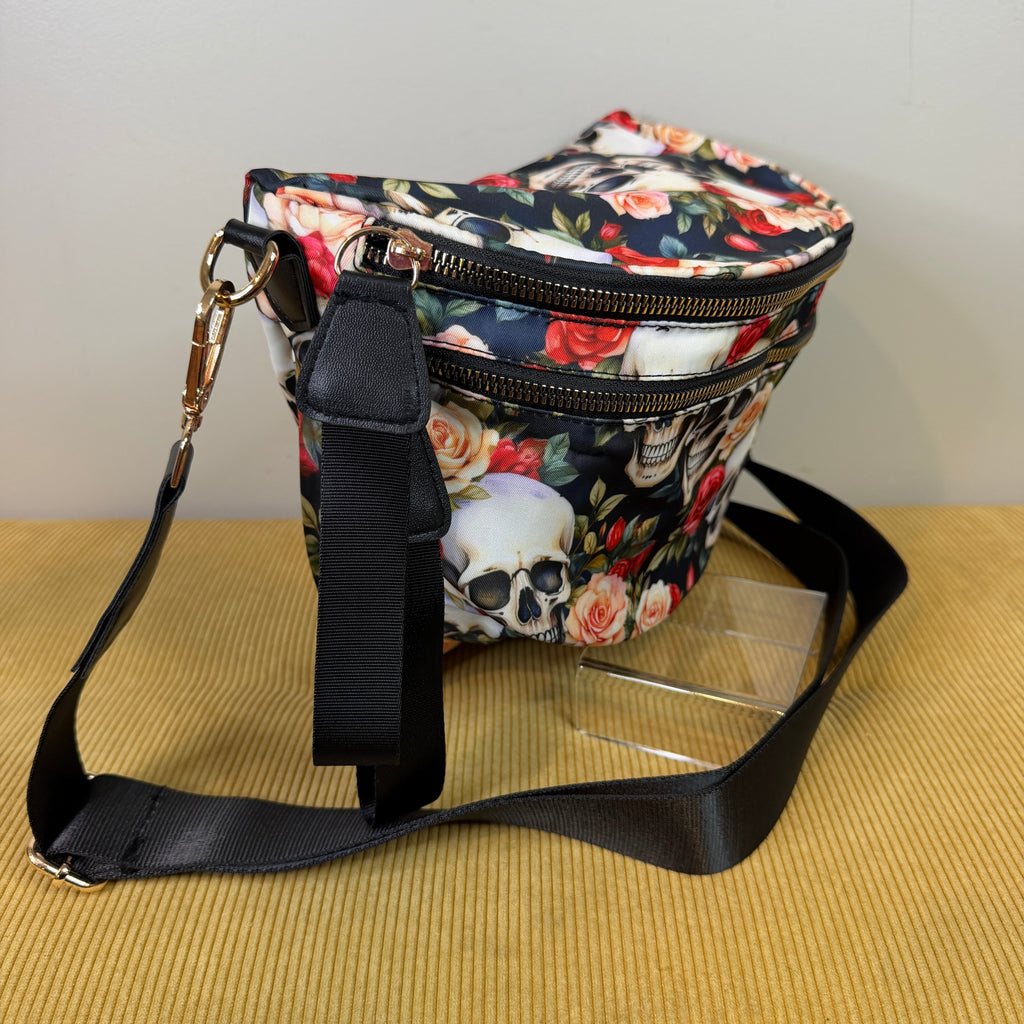 The Roni Nylon Crossbody - Skull Floral - PREORDER