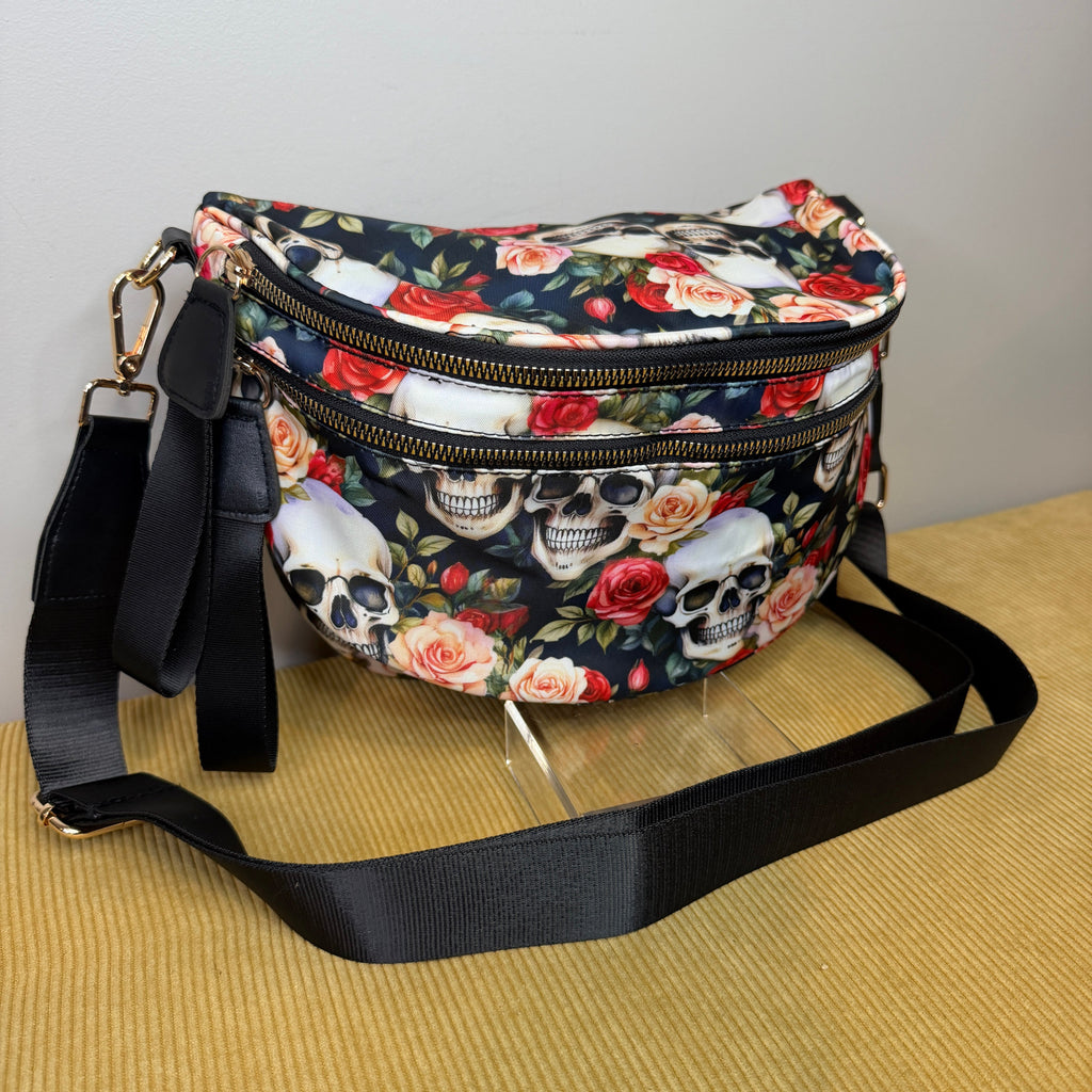 The Roni Nylon Crossbody - Skull Floral - PREORDER