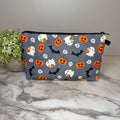 Pouch - Halloween Fall - Grey Ghost Pumpkin Bat