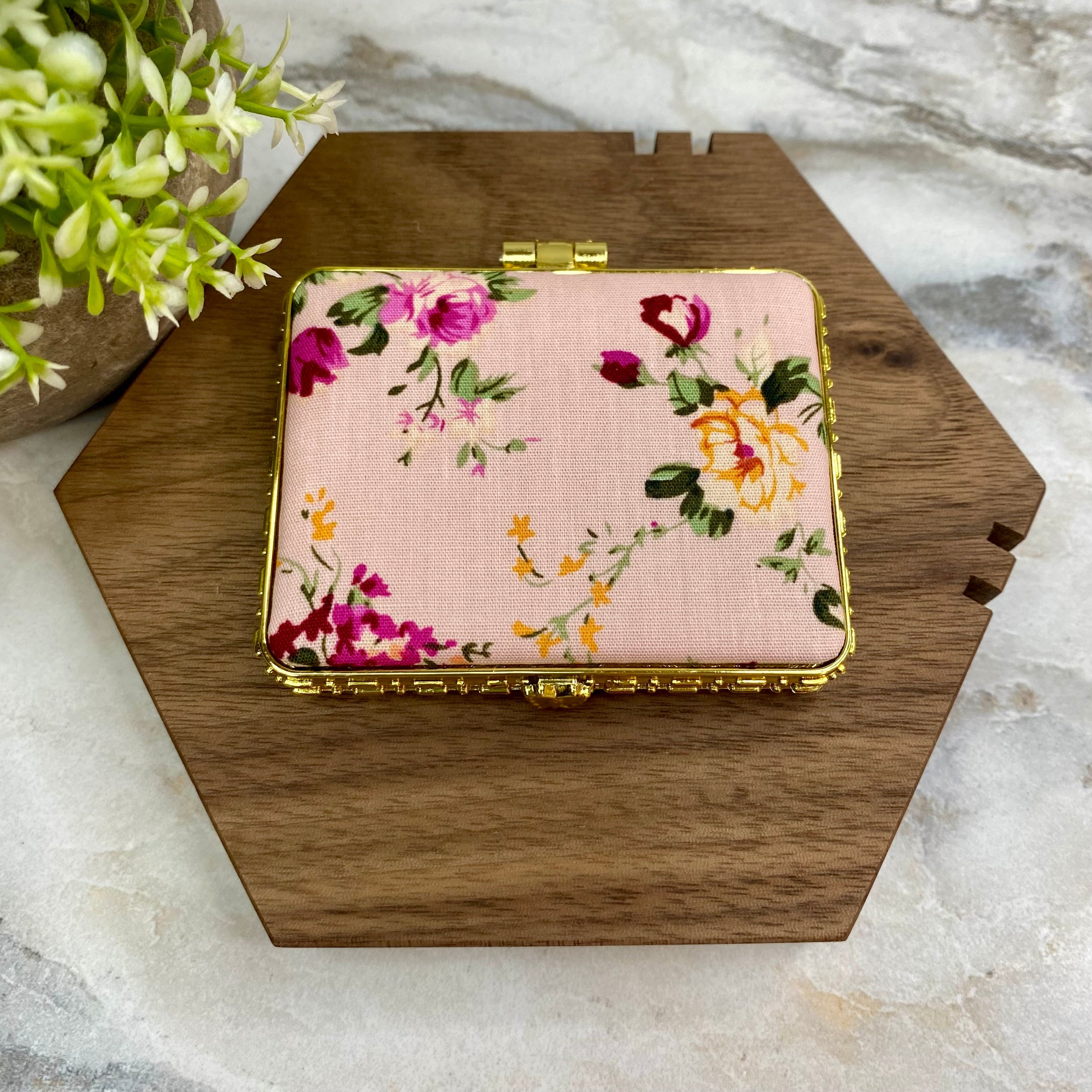 Compact Mirror - Pink Floral (by shape)