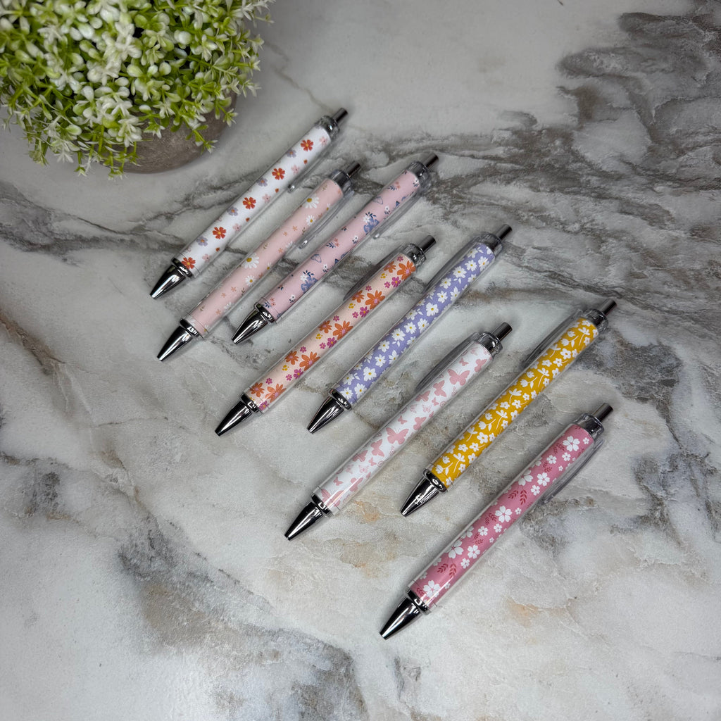 Pen - Clear Design Daisy Floral