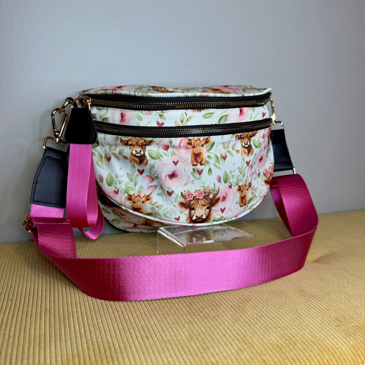 The Roni Nylon Crossbody - Highland Cow Pink Floral
