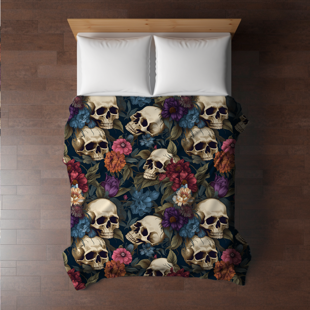 Blanket Halloween #9 - Floral Skull