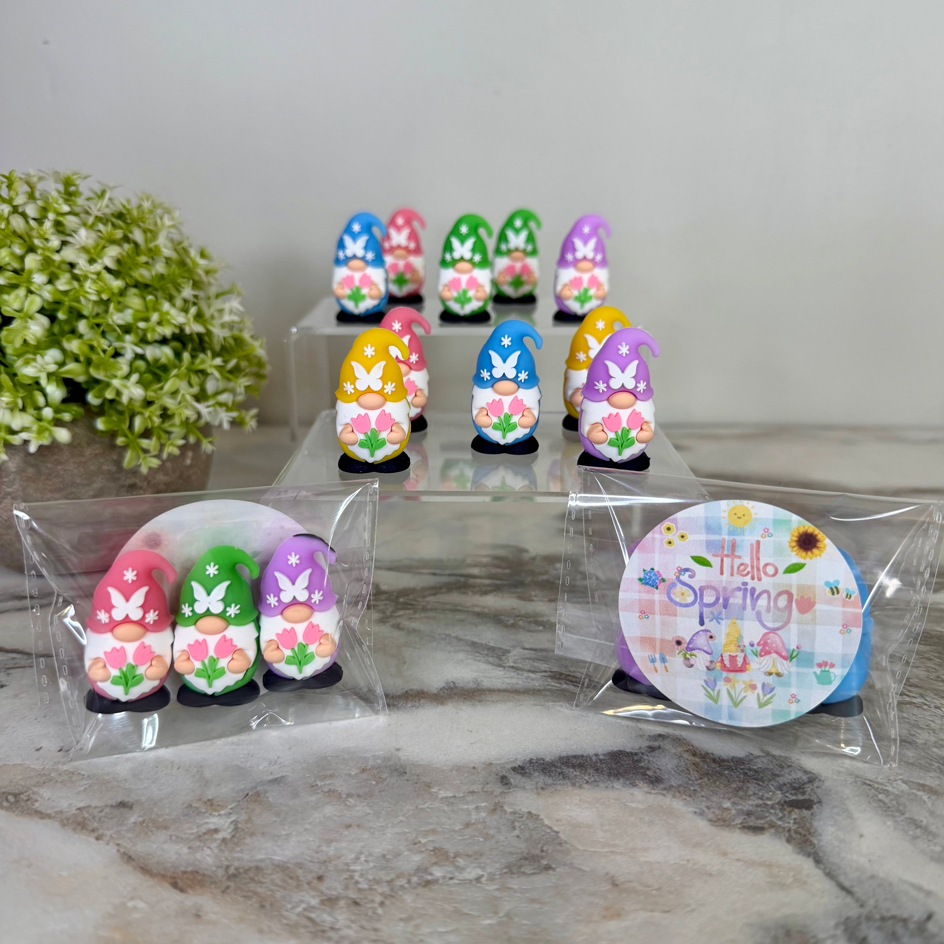 Gnome Figurines  - Spring Assortment (3 pack) - Hello Spring Sticker