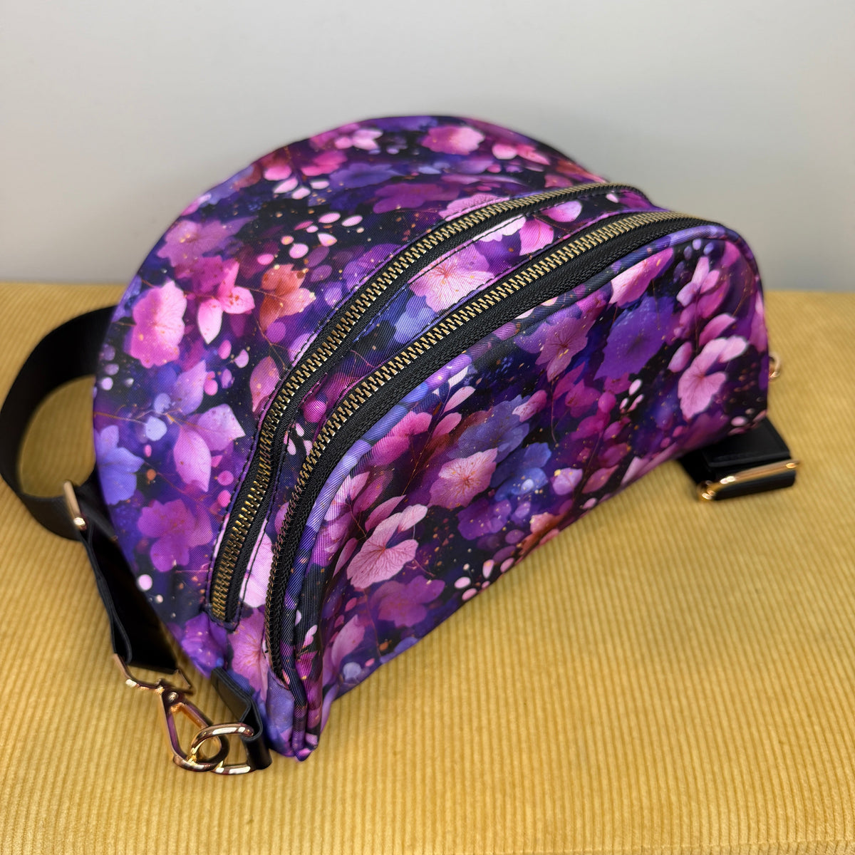The Roni Nylon Crossbody - Purple Floral
