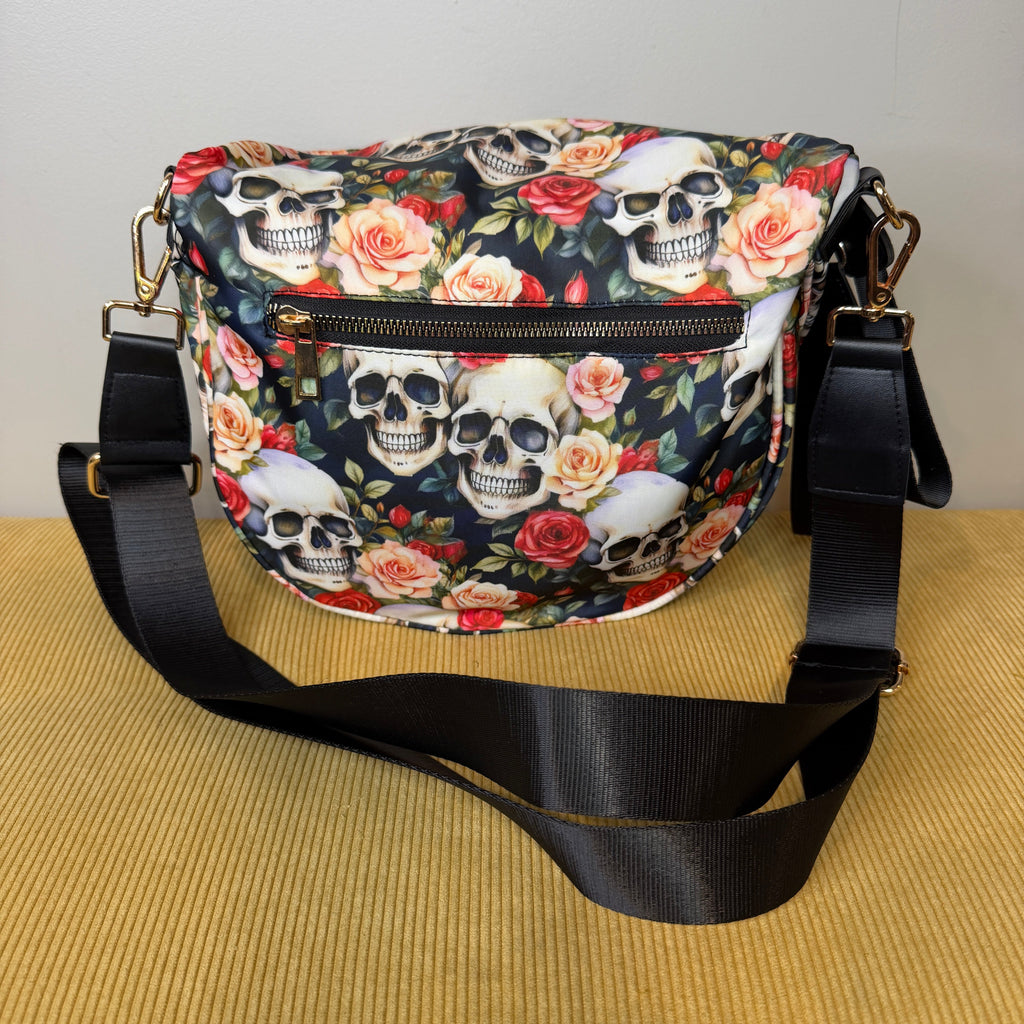 The Roni Nylon Crossbody - Skull Floral - PREORDER
