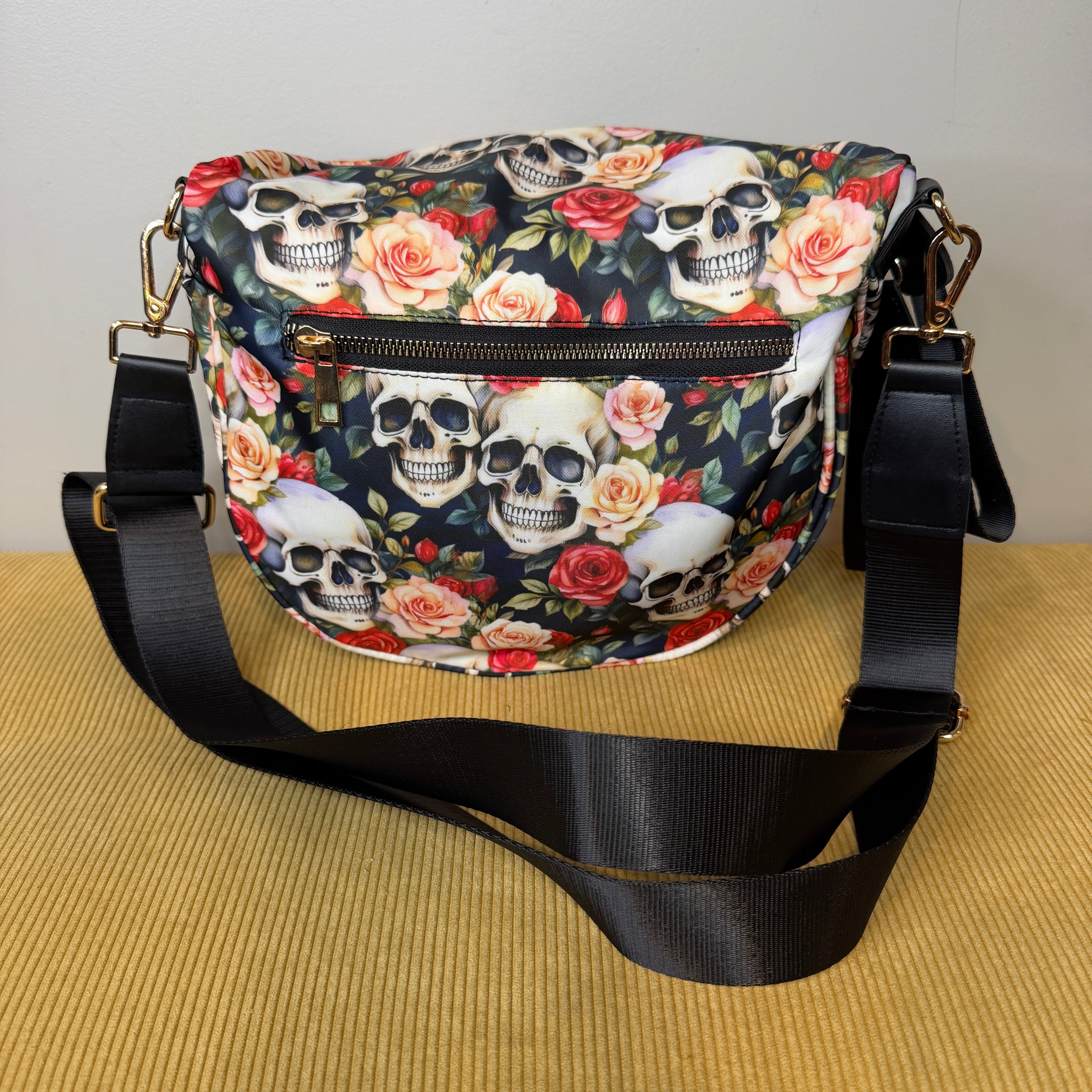 The Roni Nylon Crossbody - Skull Floral - PREORDER