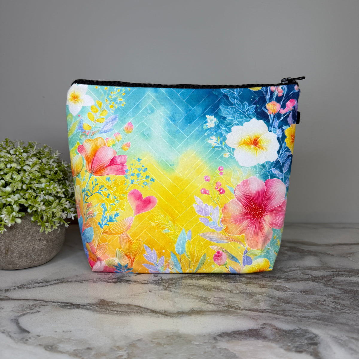 Pouch XL - Floral Herringbone