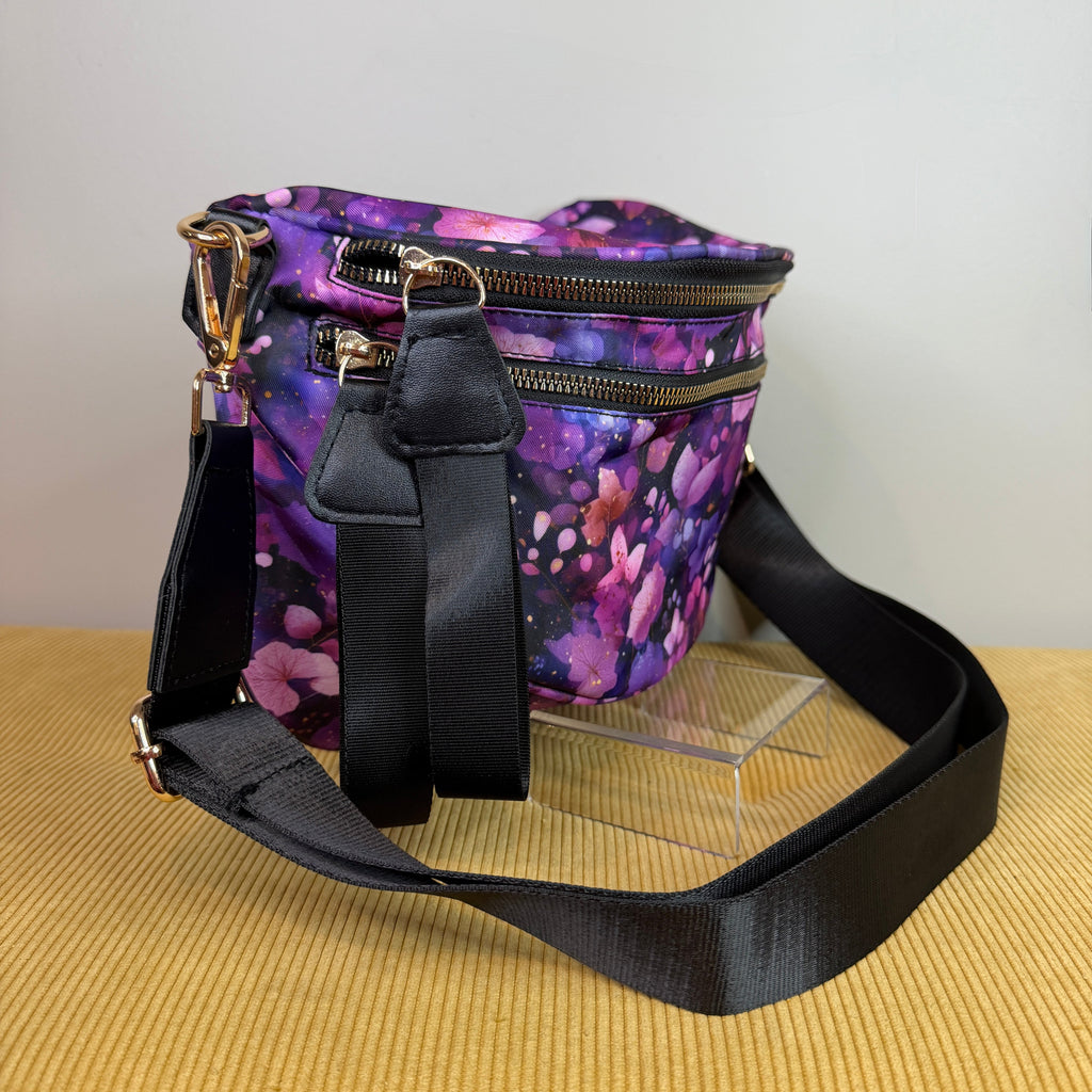 The Roni Nylon Crossbody - Purple Floral