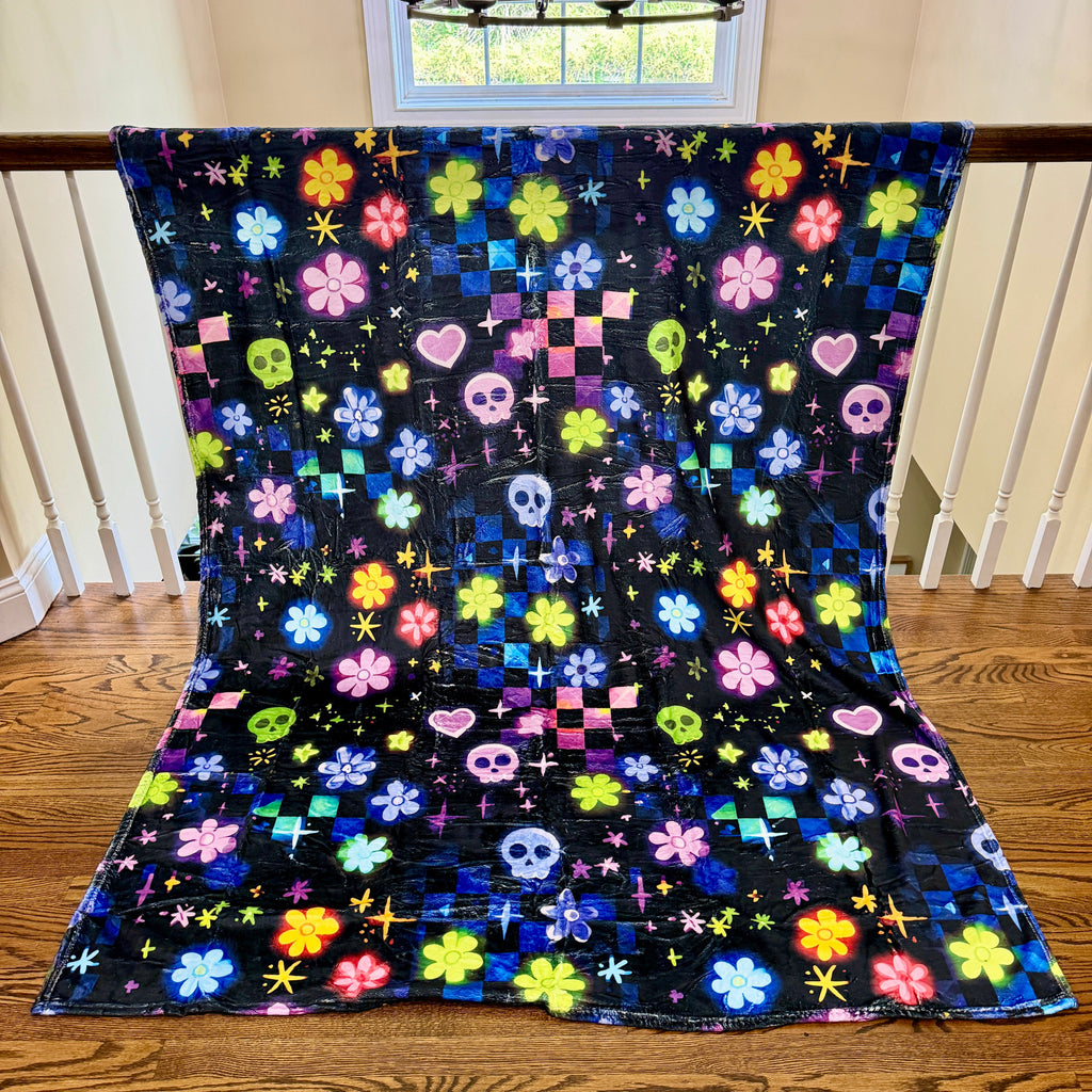 Blanket Halloween #11 - Skull Check Floral Star
