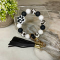 Silicone Bracelet Keychain - Paw Print Black