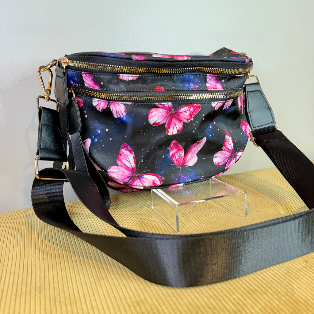 The Roni Nylon Crossbody - Butterfly Pink Galaxy