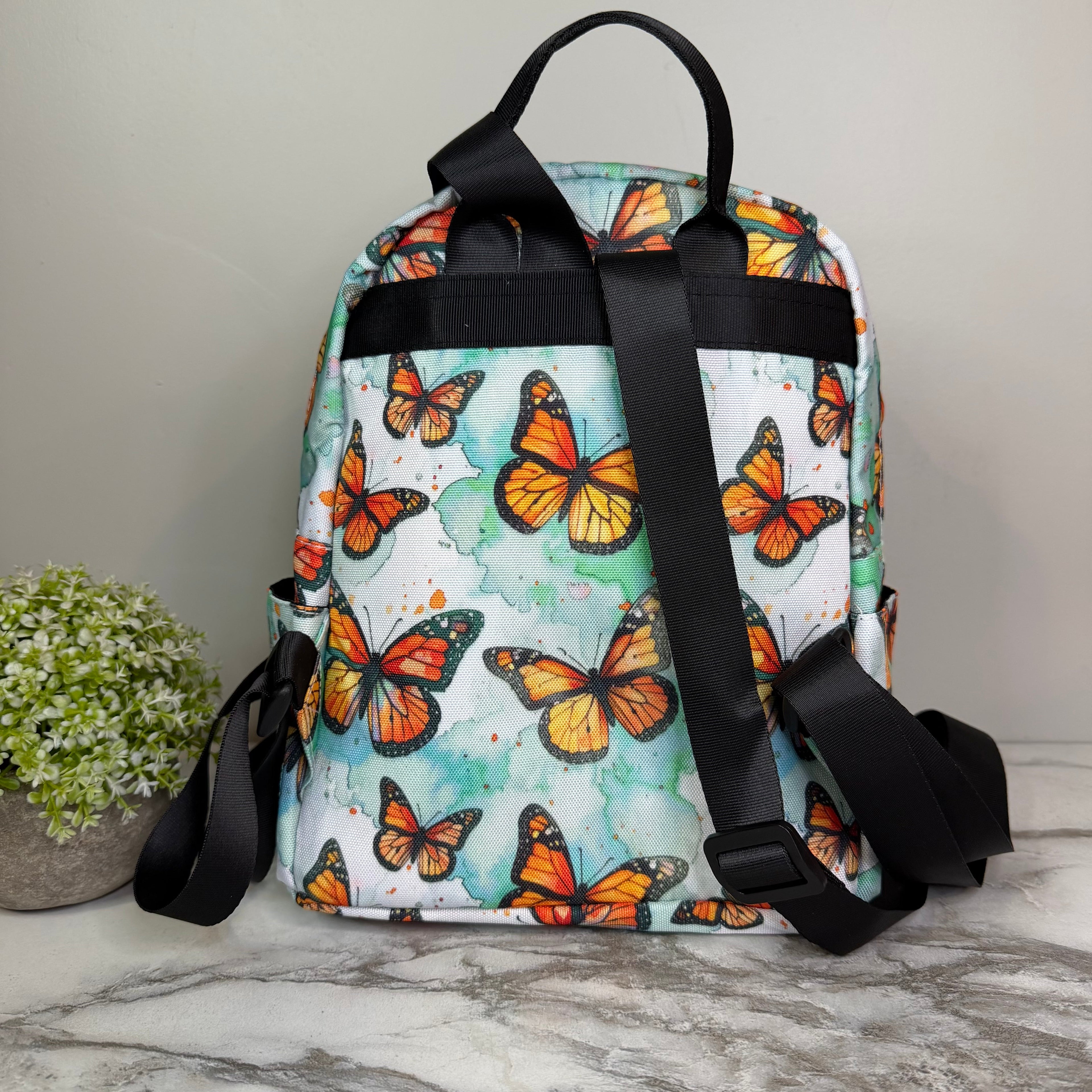 Mini Backpack - Butterfly Orange Teal