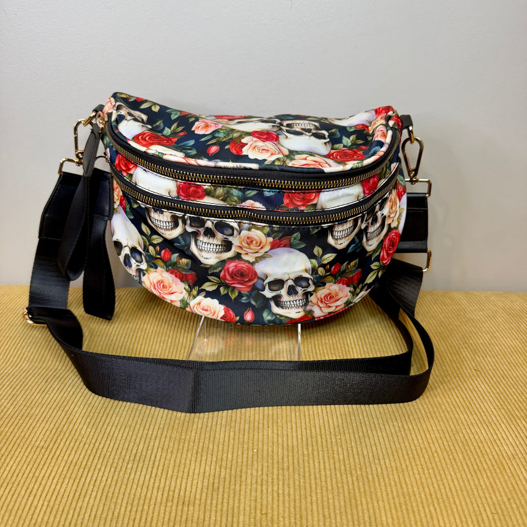 The Roni Nylon Crossbody - Skull Floral - PREORDER